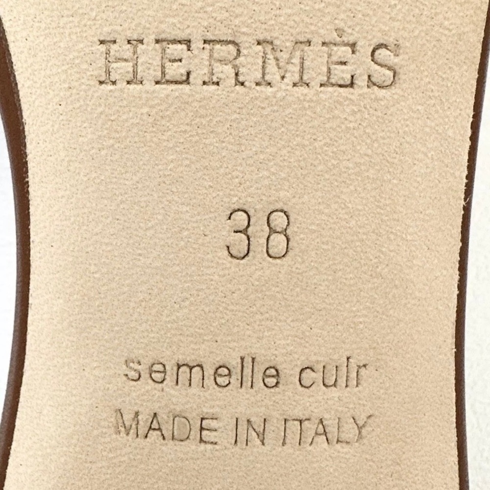 HERMES H OASIS SANDALS IN GOLD BROWN LEATHER SHOES MULES SLIDES HEELS 38 - Picture 15 of 15